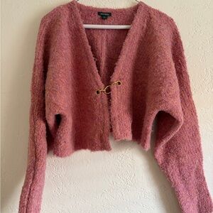 Pink Cardigan with Gold Clasp